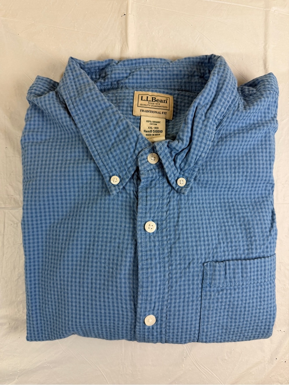 L.L. Bean‎ Light Blue Checked Button-Down Shirt